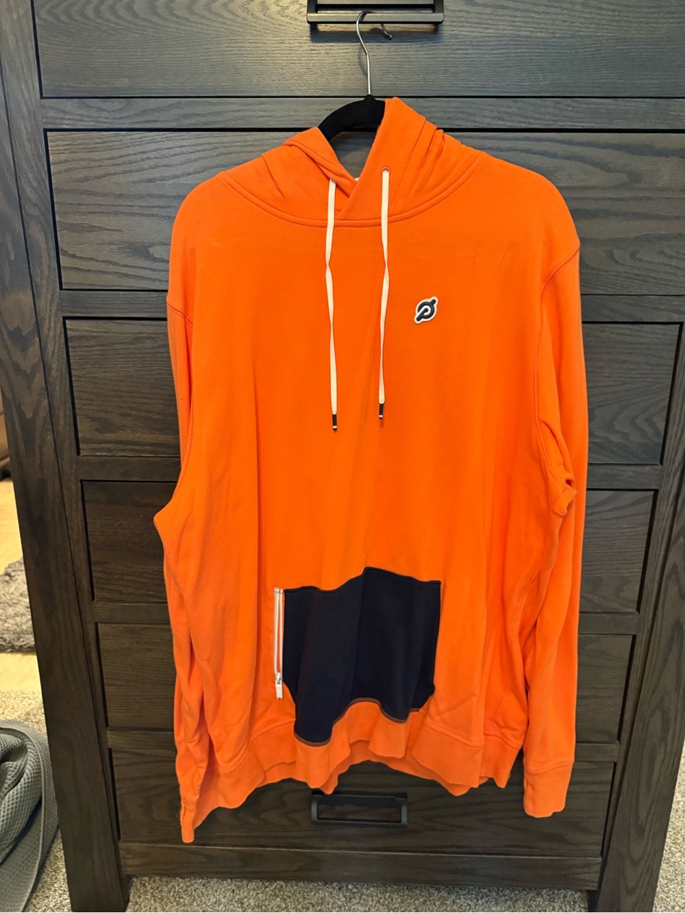 Men's Fourlaps/Peloton Orange Pullover Hoodie with Navy Pocket